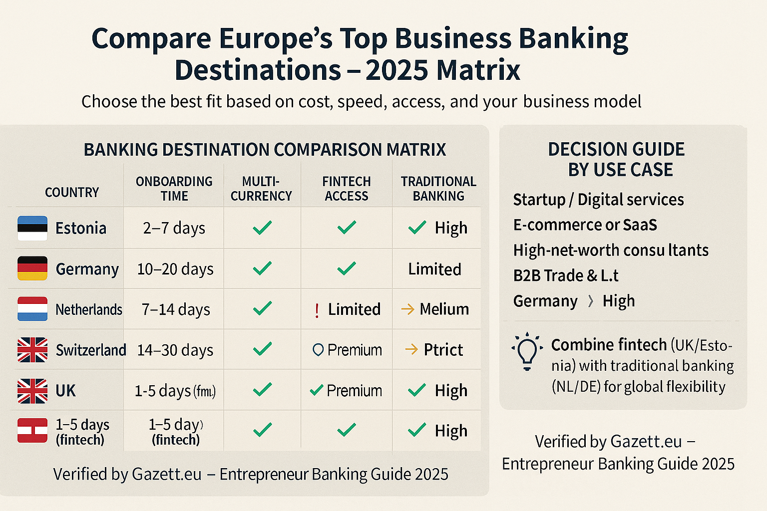 Business banking comparison across EU and UK for foreign entrepreneurs 2025