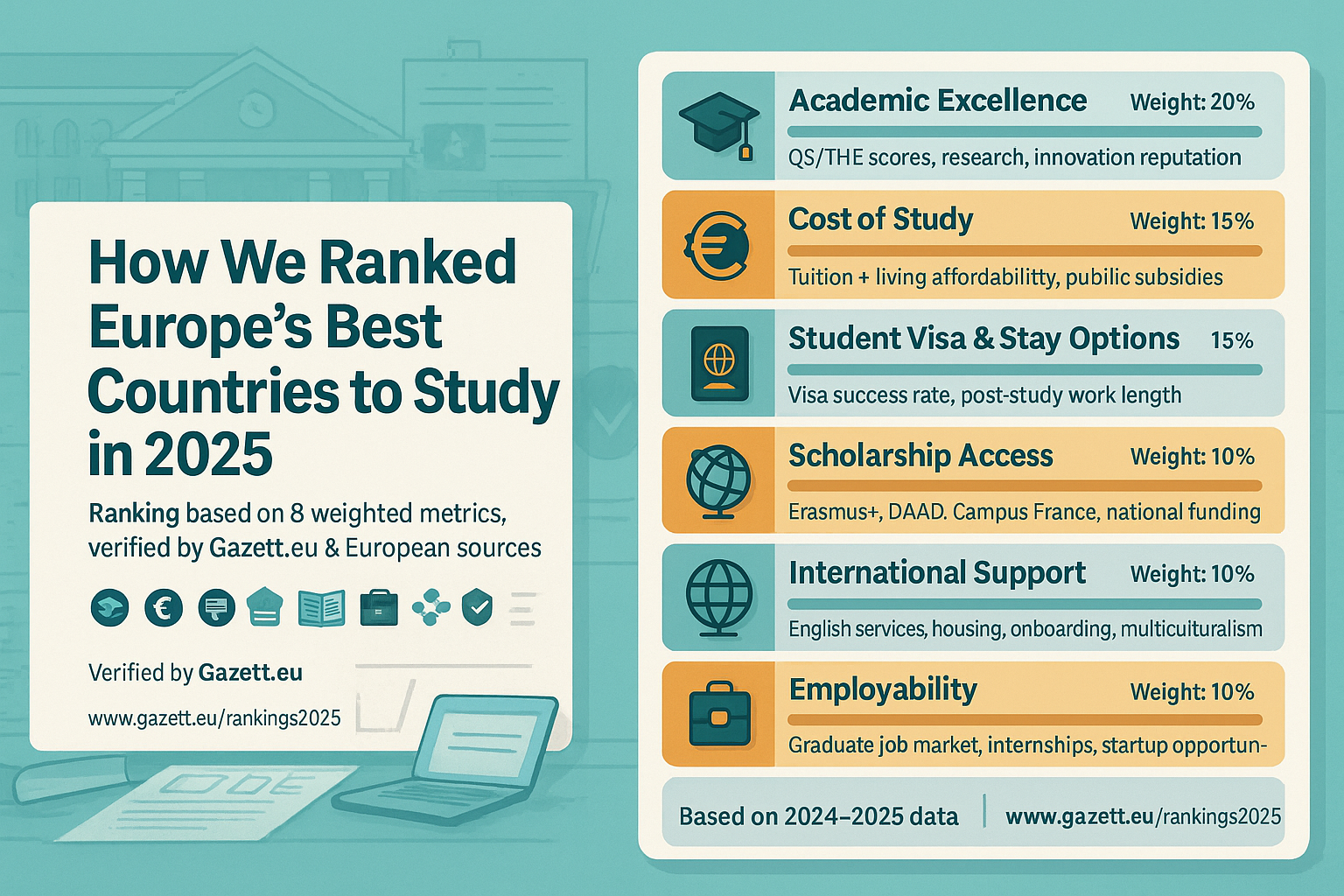 Ranking Criteria for Best Study Destinations in Europe – Gazett.eu