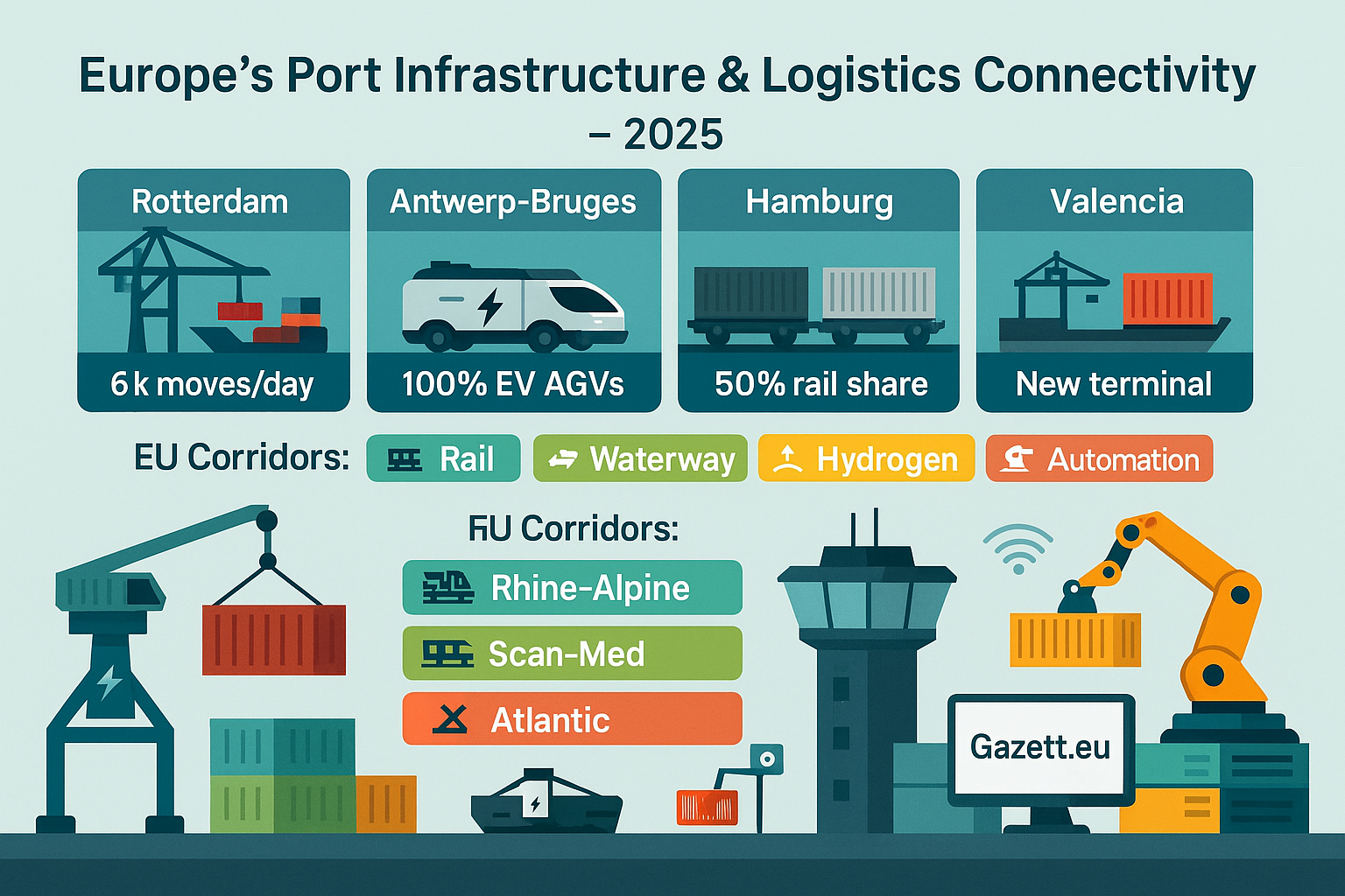 European Port Infrastructure and Connectivity – 2025 Visual Overview
